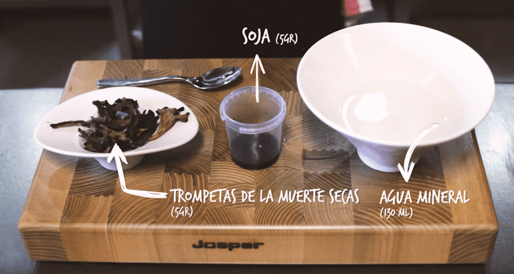 Ingredientes ostra con té de trompetas de la muerte